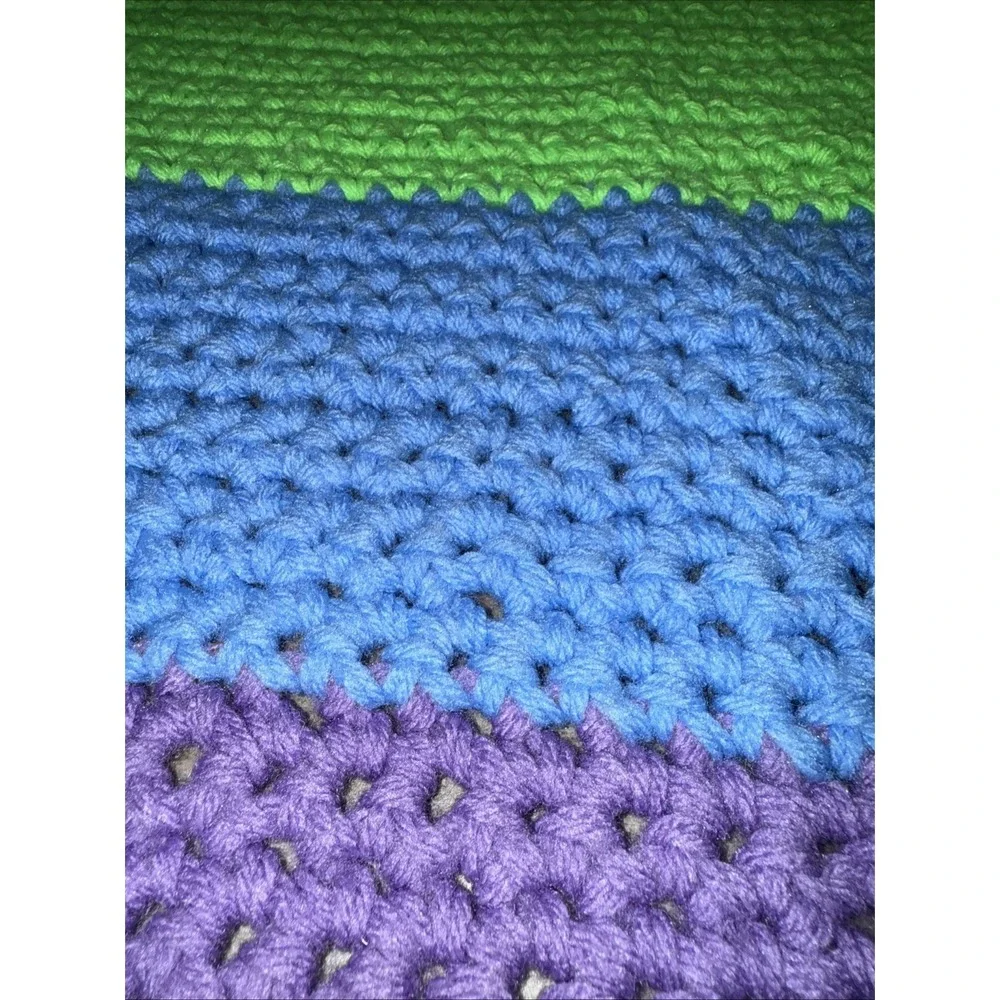 Handmade Thick Warm Pride Rainbow Multicolor 62X41 Crochet Afghan Blanket Throw